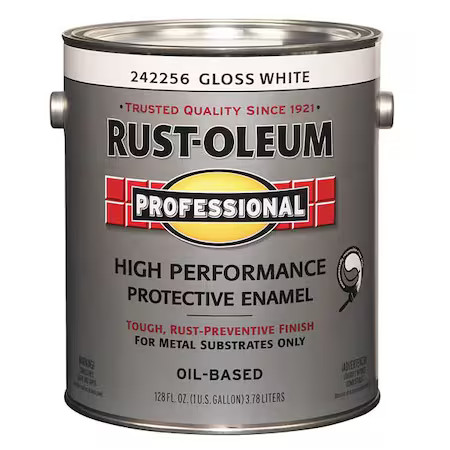Rust-Oleum 242256 Interior/Exterior Paint, Glossy, Oil Base, White, 1 Gal