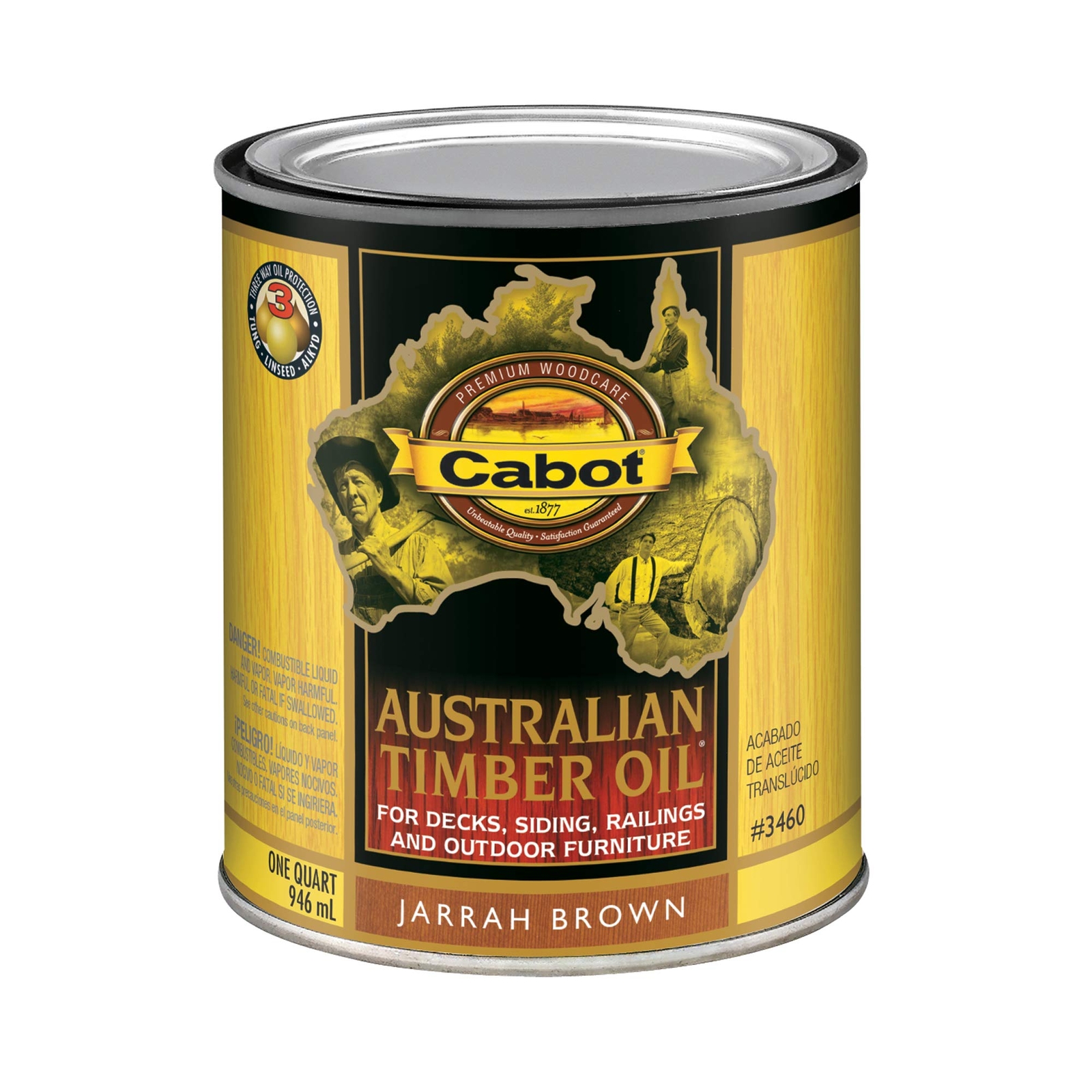 Cabot Australian Timber Oil Wood Stain and Protector Jarrah Brown 1 Quart