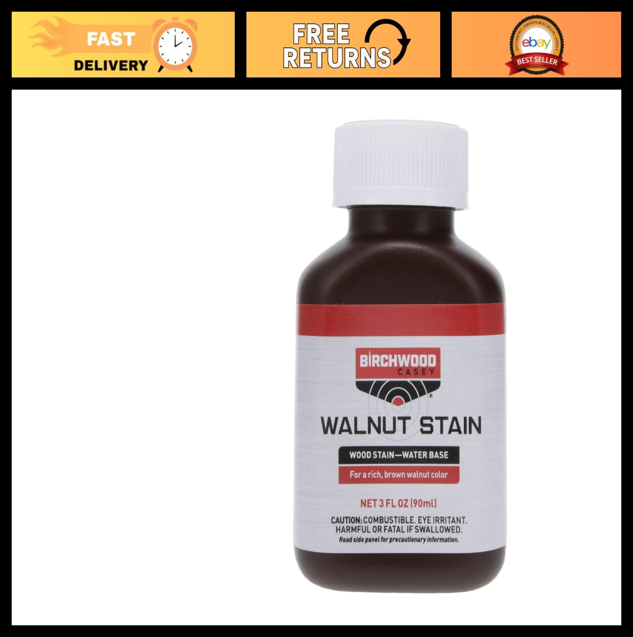 Fast-Acting Walnut Wood Stain for Gun Stock – Water-Based, 3 OZ, Brown