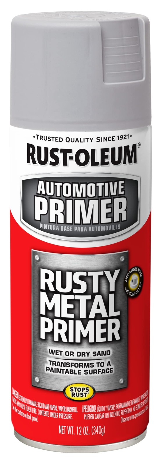 249331 Automotive Rusty Metal Primer Spray Paint, 12 oz., Light Gray