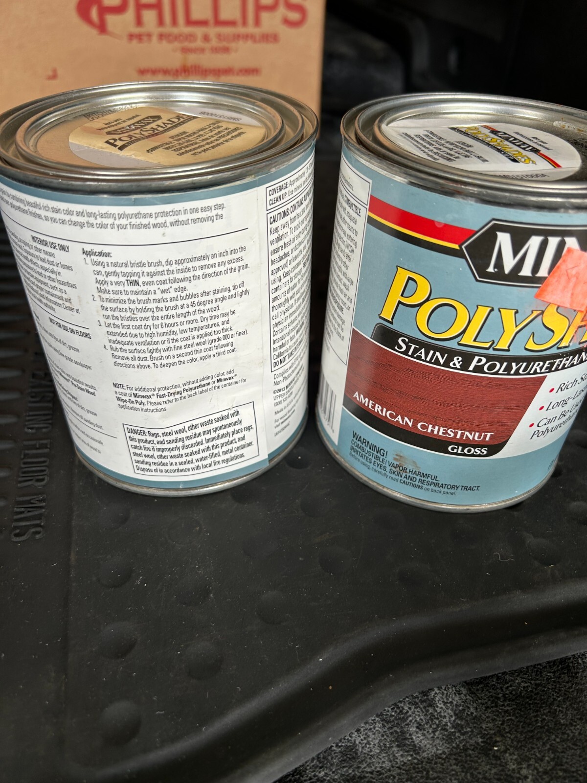 NOS 2-pack 1-quart Minwax Polyshades AMERICAN CHESTNUT GLOSS Stain Polyurethane