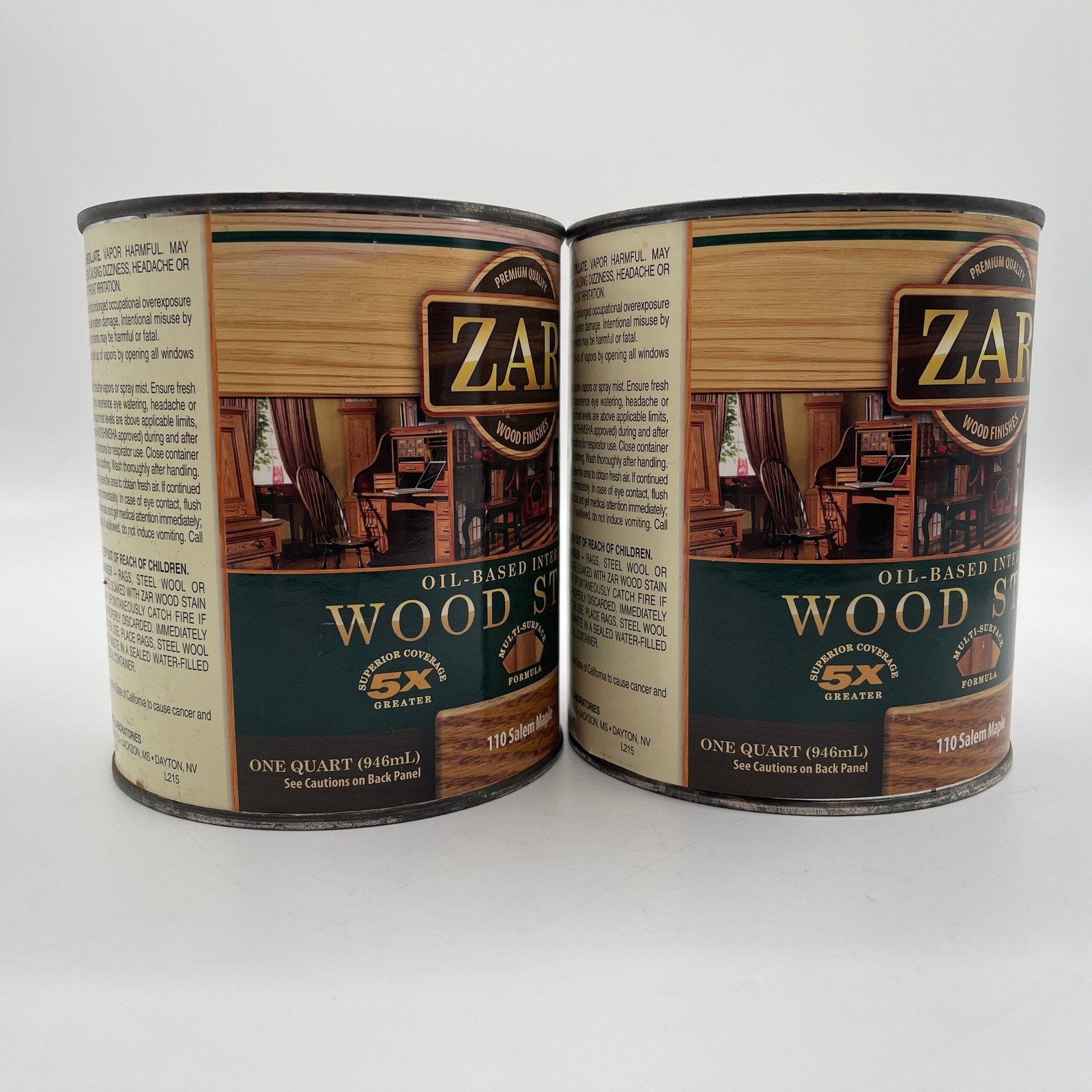 ZAR Oil-Based Interior Wood Stain 110 Salem Maple 1 Quart Cans Lot of 2