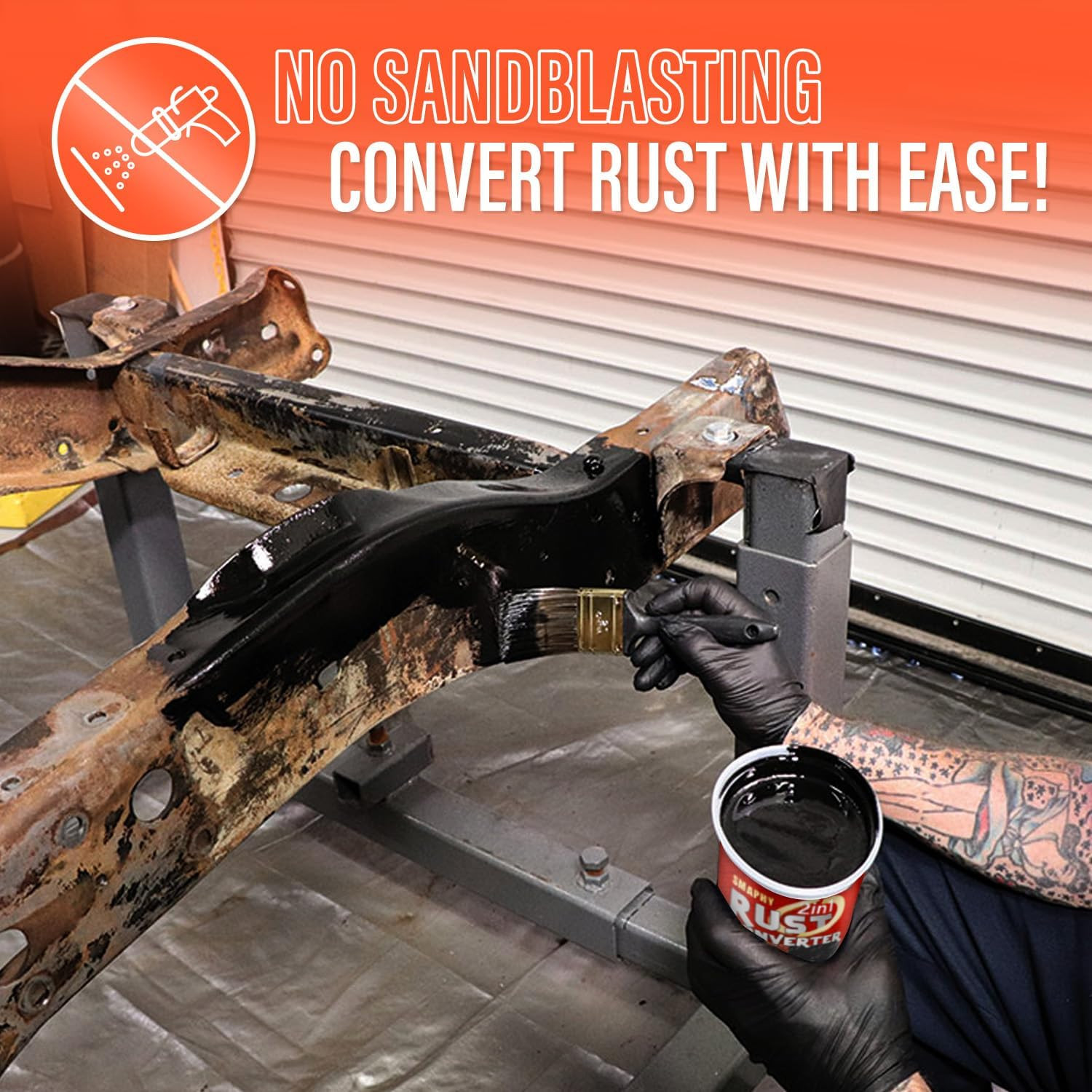 2 in 1 Rust Conveter Matte Black 35 Oz Auto anti Conversion Paint Rusty Metal