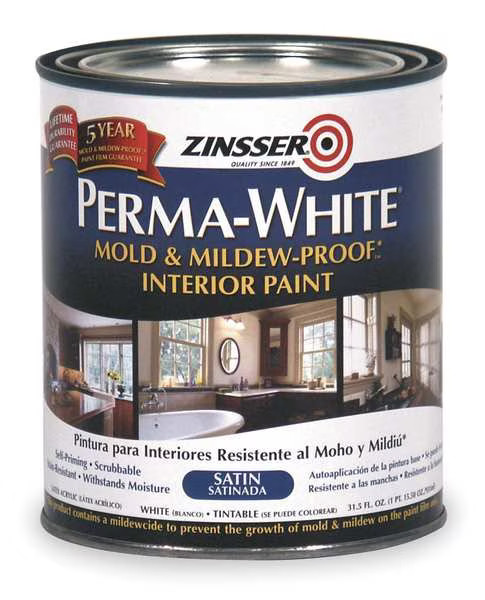 Interior Paint, Satin, WaterBase, White, 1 qt 2704