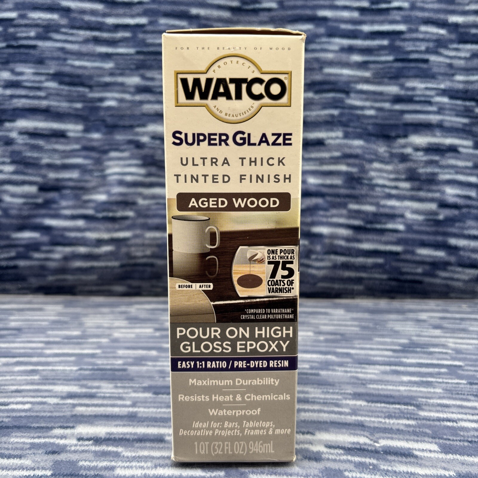Rust-Oleum Watco Super Glaze Pour On High Gloss Epoxy 1 Quart Aged Wood (50)