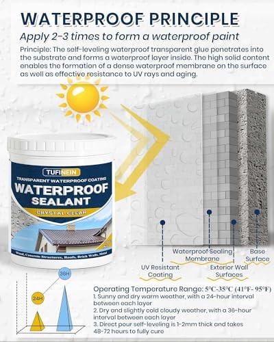 Waterproof Sealant 70oz Clear, Transparent Waterproof Coating Water 70 Oz