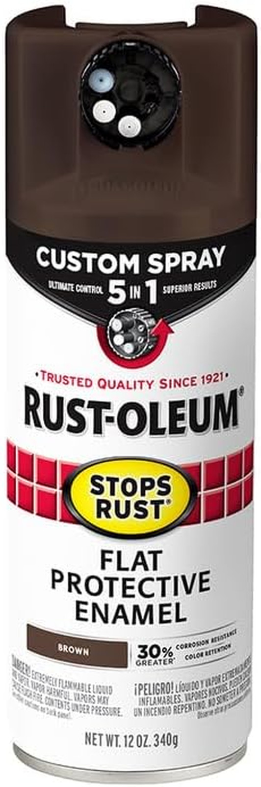Pintura en aerosol 5 en 1 Stops Rust Custom Spray 12 oz marrón mate