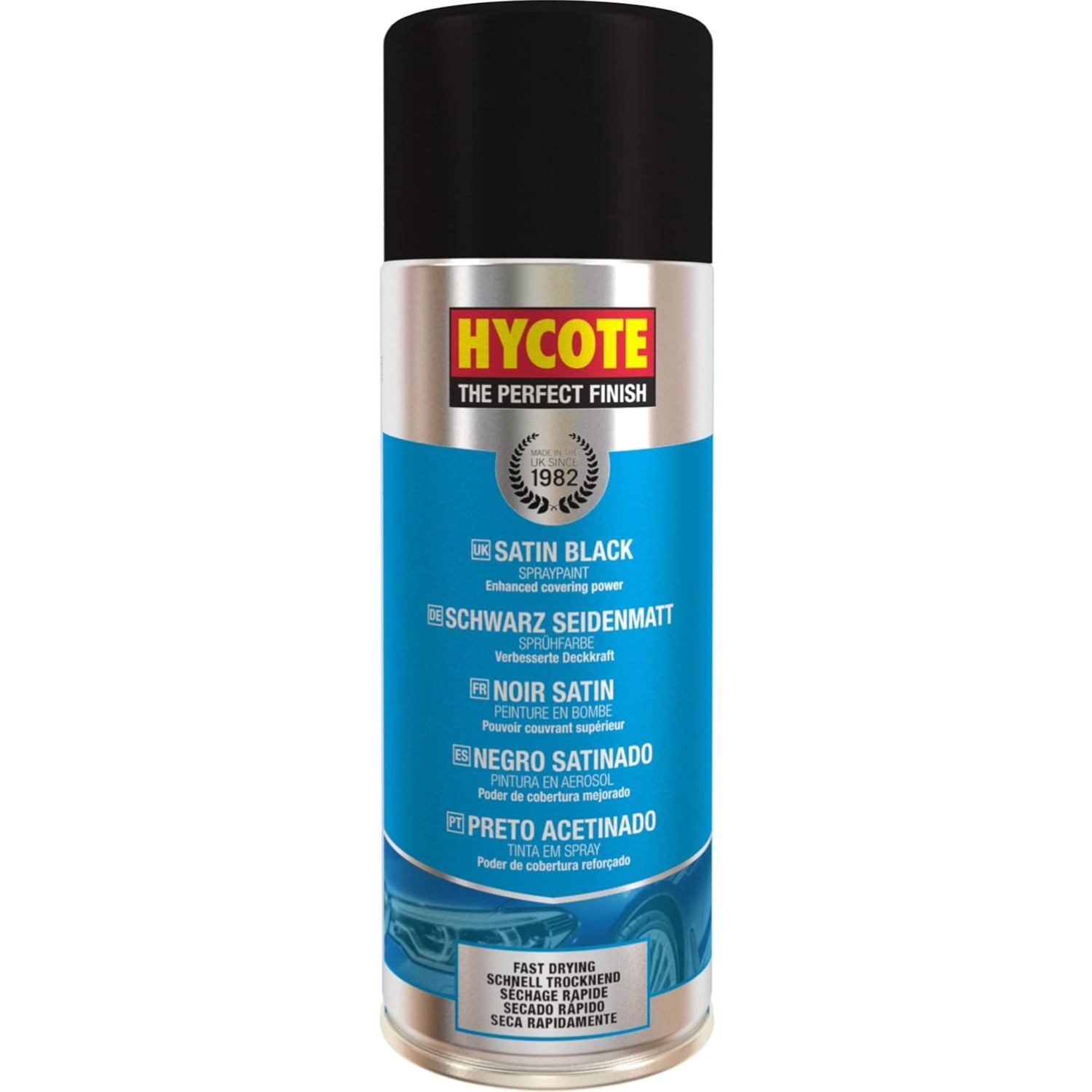 Acrylic Spray Paint Satin Black 13.5 Oz Fast Dry UV Weather Resistant Automotive