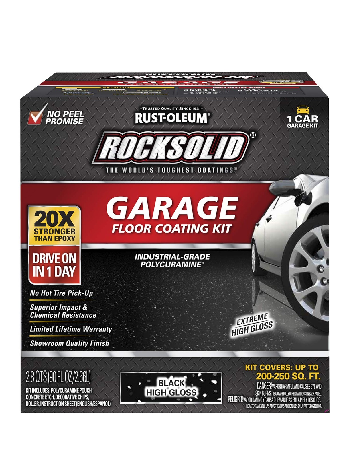 Rust Oleum Rocksolid Polycuramine Garage Floor Coating Black Durable 250 Sq Ft