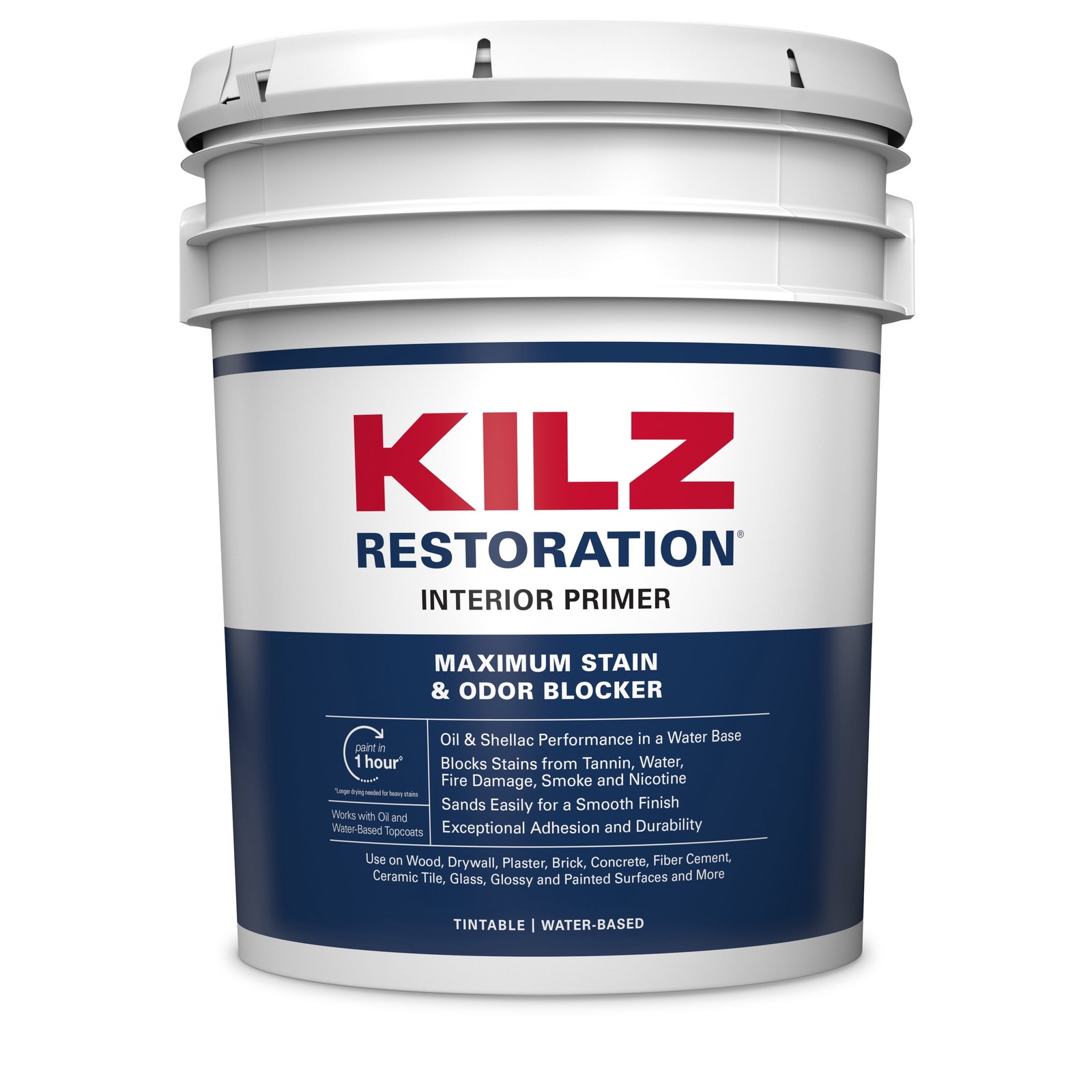 White 1 Gallon Water-Based Interior Primer Stain Odor Block Wall Undercoat