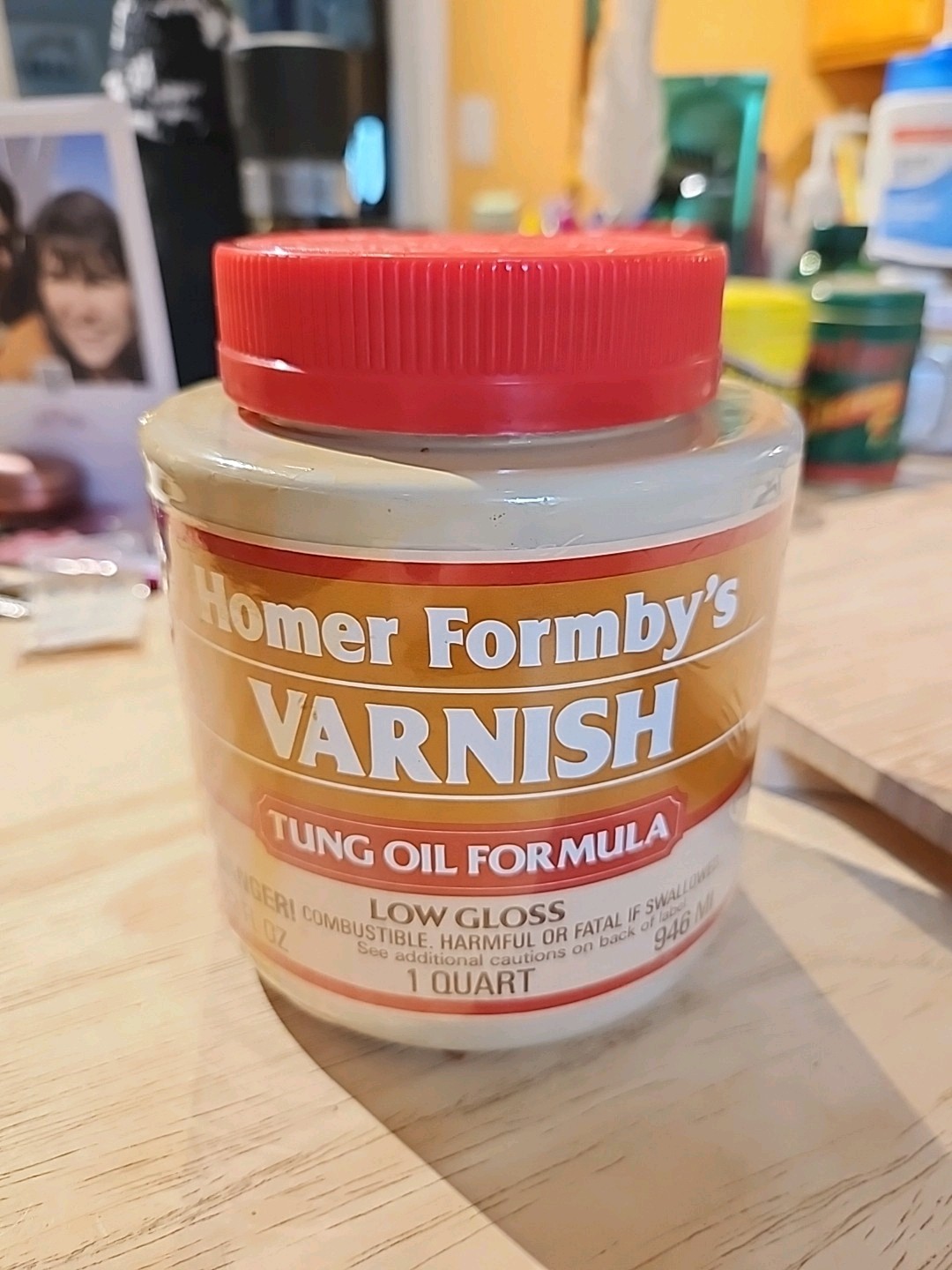 Vintage Homer Formbys Varnish Tung Oil Formula Low Gloss. One Quart. 1/4 Used