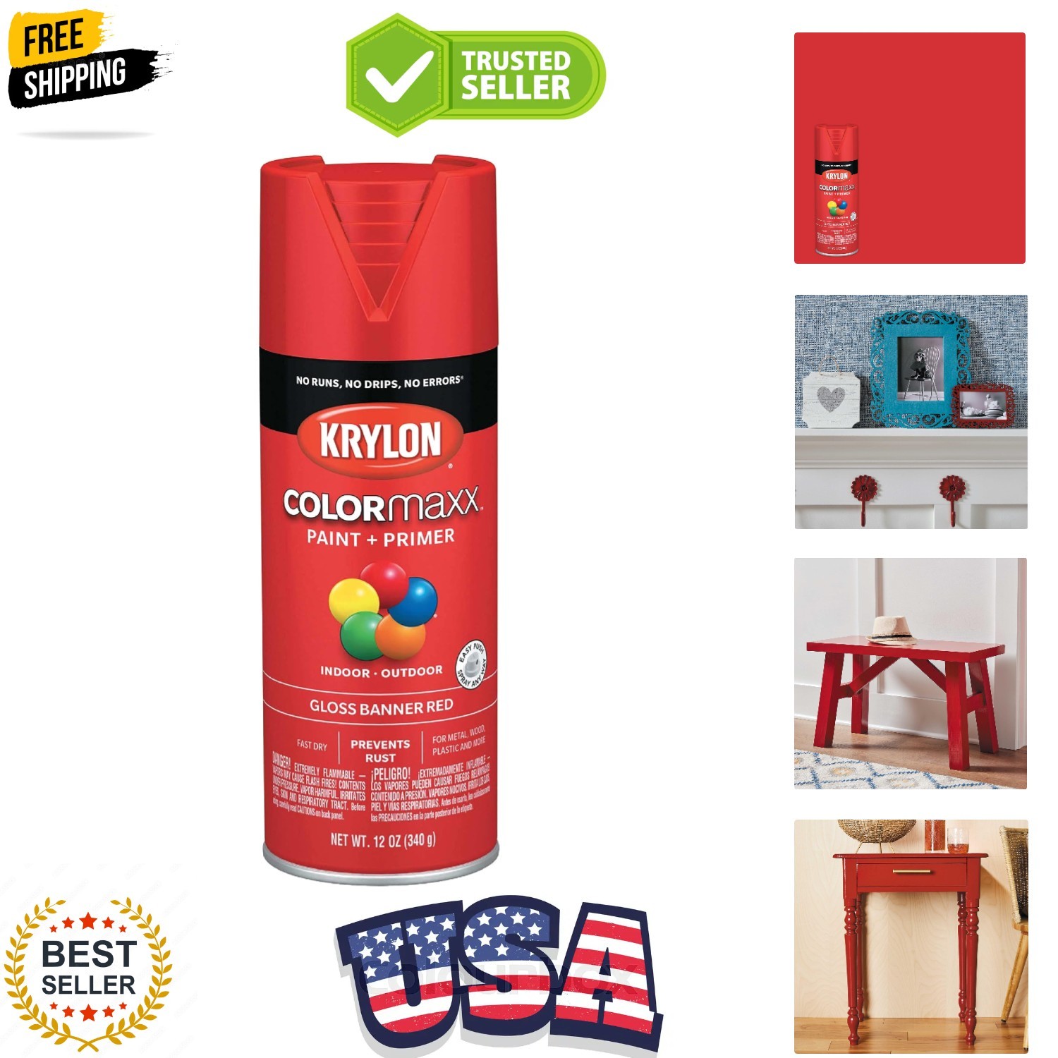 ColorMaxx 12 Oz. Gloss Spray Paint, Banner Red – 1 Each