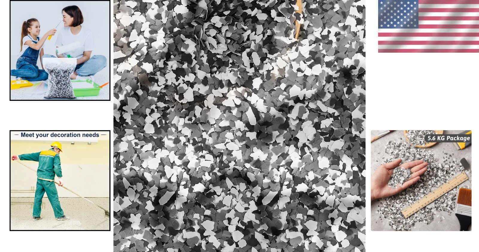 Epoxy Flakes Floor Paint Black White Gray 5.6 Kg