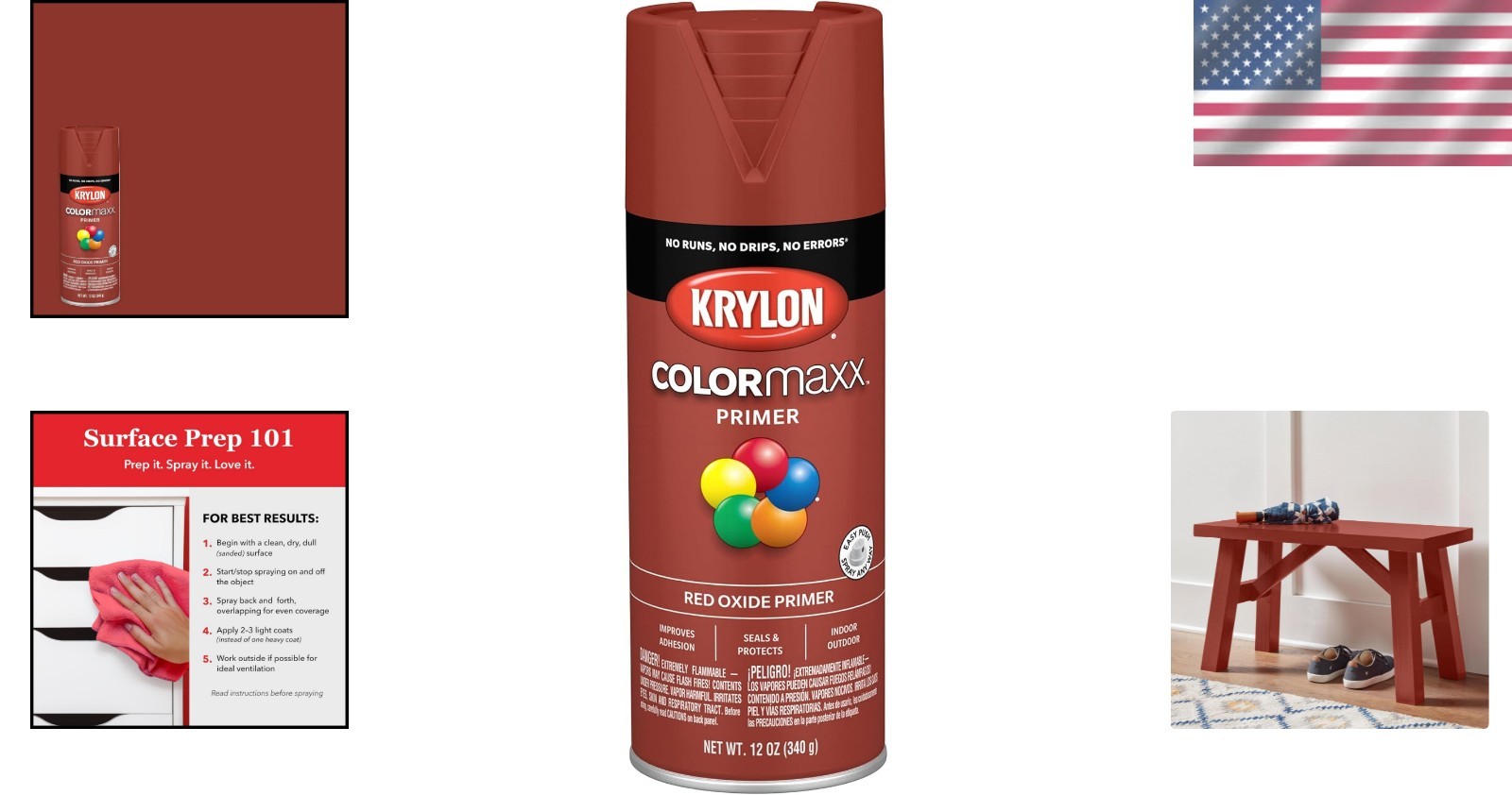 Krylon COLORmaxx Red Oxide Primer Spray – 12 oz Fast Drying for All Surfaces