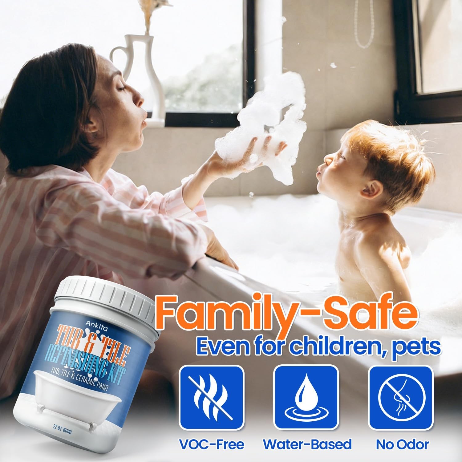 Specialty Tub and Tile Paint, Water-based Tub and Tile Refinishing Kit with T…