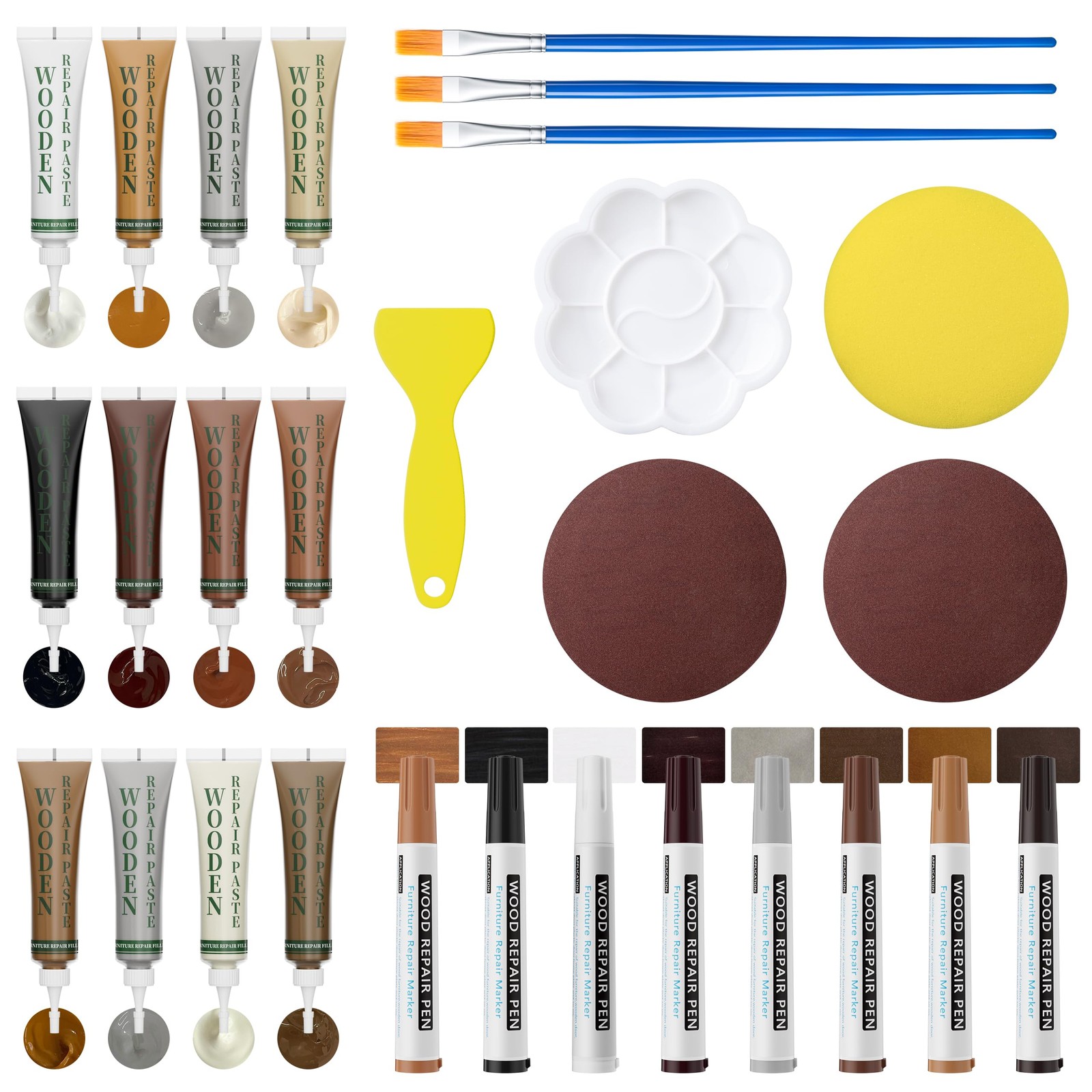 XCZNAGS Wood Repair Kit: 12-Color 12-color Filler and 8-color Markers
