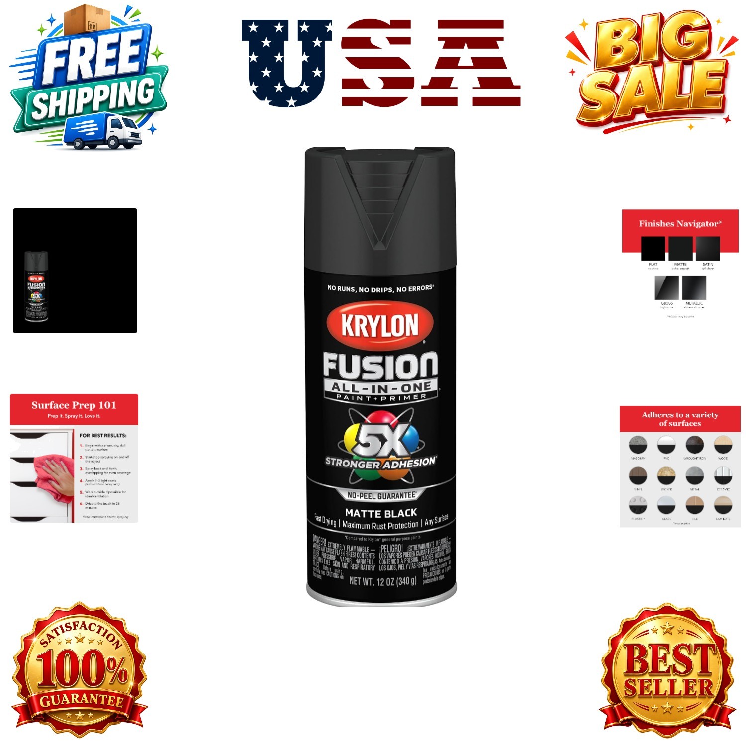 Fusion All-In-One, Matte, Black, 12 oz