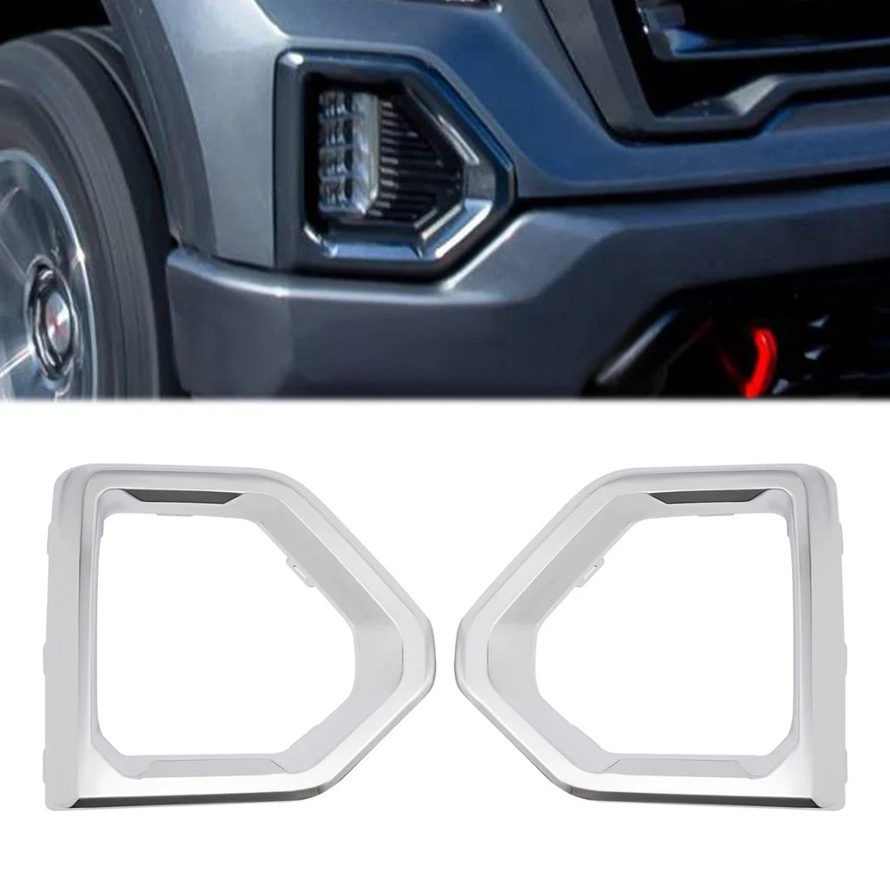 Front Fog Light Bezel Chrome Covers For 2019-2021 Sierra Denali SLT AT4 Excl SLE