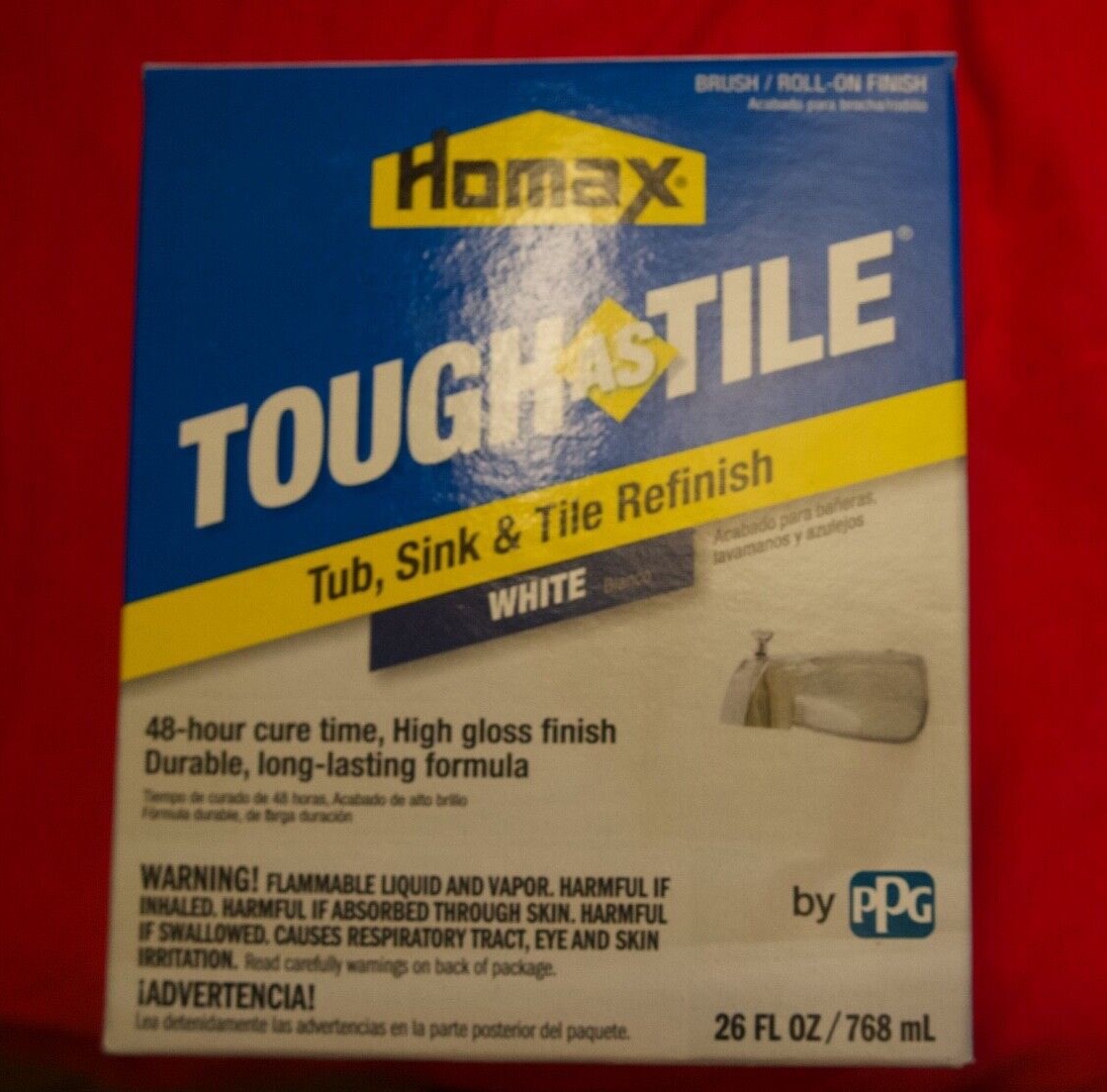 Homax Tough as Tile Sink Tub and Tile Refinishing Kit, White, 21 Oz,Brush On Set