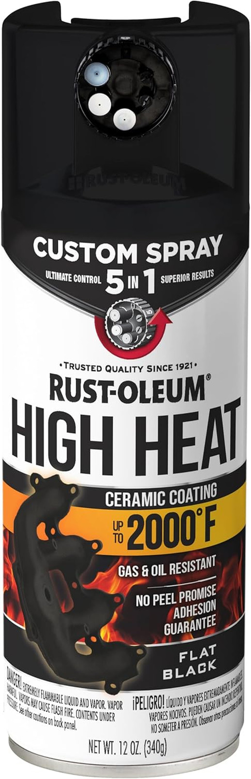 Rust-Oleum Automotive High Heat Spray Paint 12 oz Flat Black 5-in-1