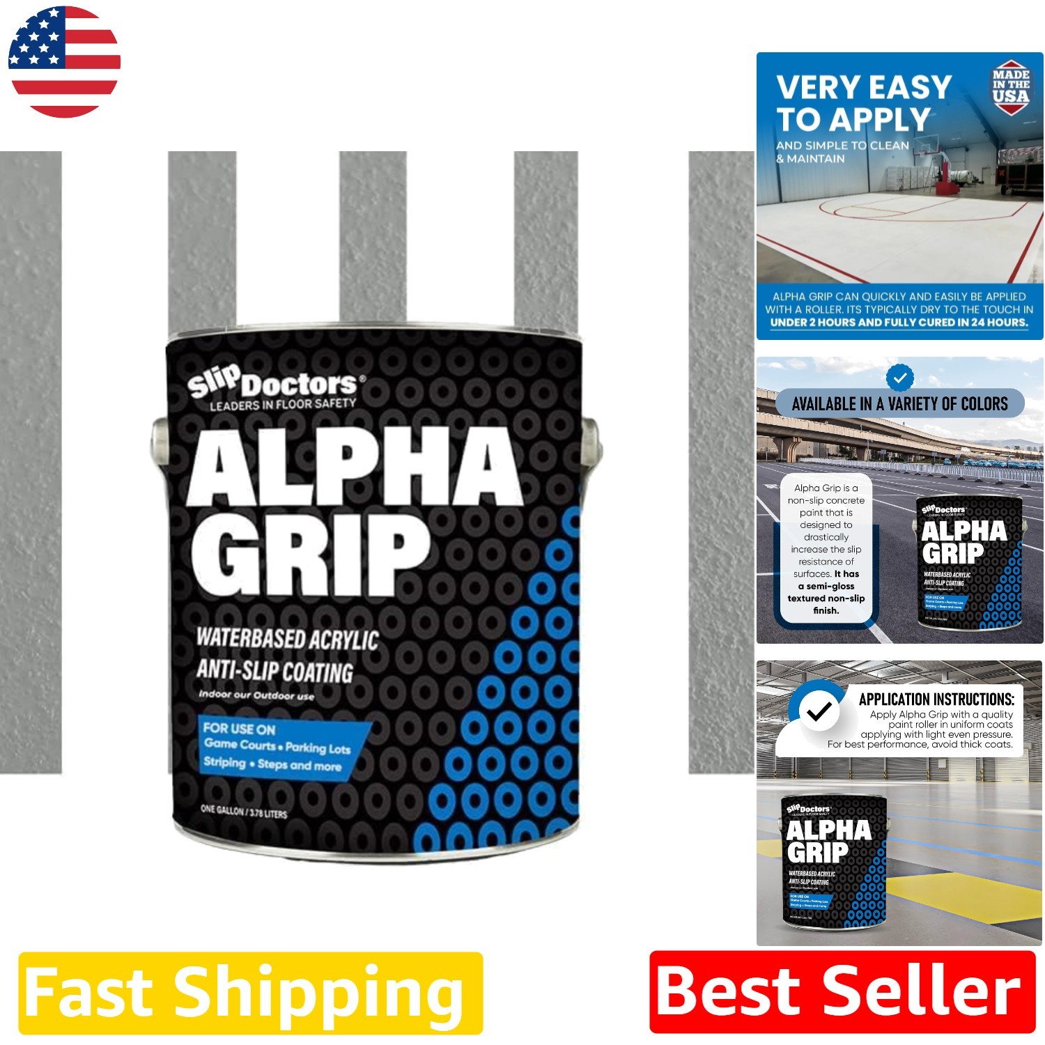 Alpha Grip Non-Skid Paint 1 Gallon Light Gray Water-Based Durable Pavement Seal