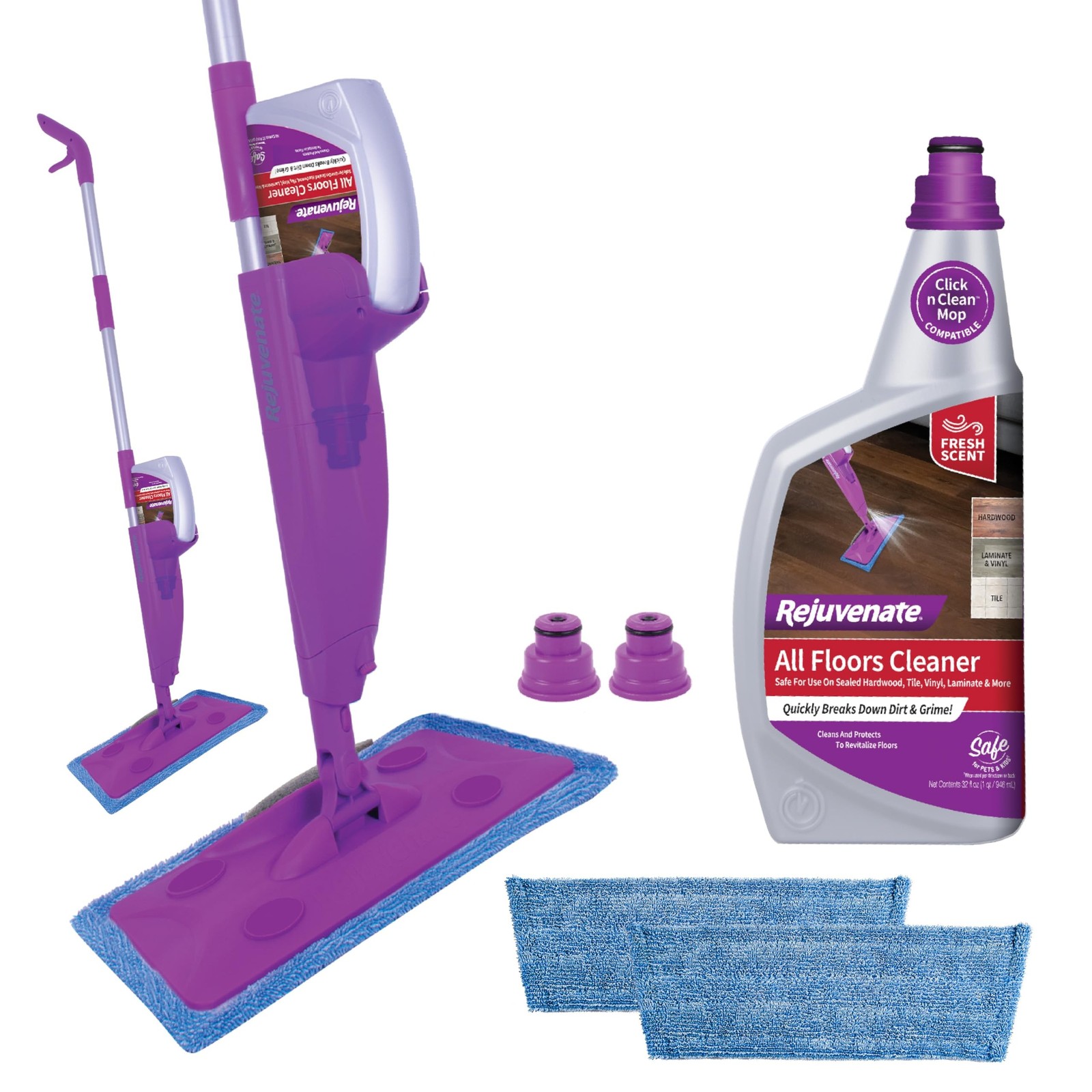 Rejuvenate Click N Clean Multi-Surface Spray Mop All-in-One Kit Cleans and Re…