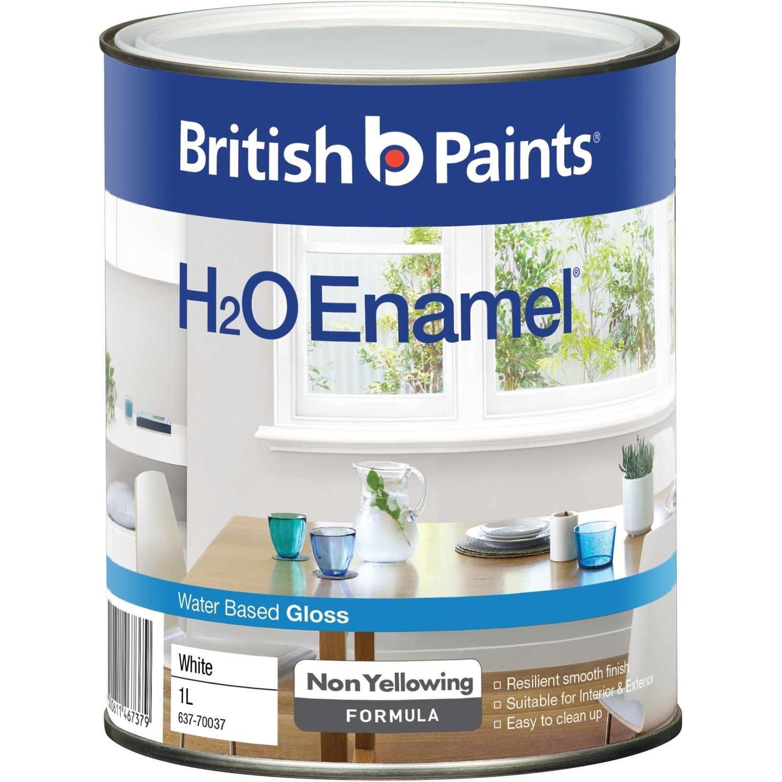 British Paints White Gloss H2O Enamel Paint – 1L
