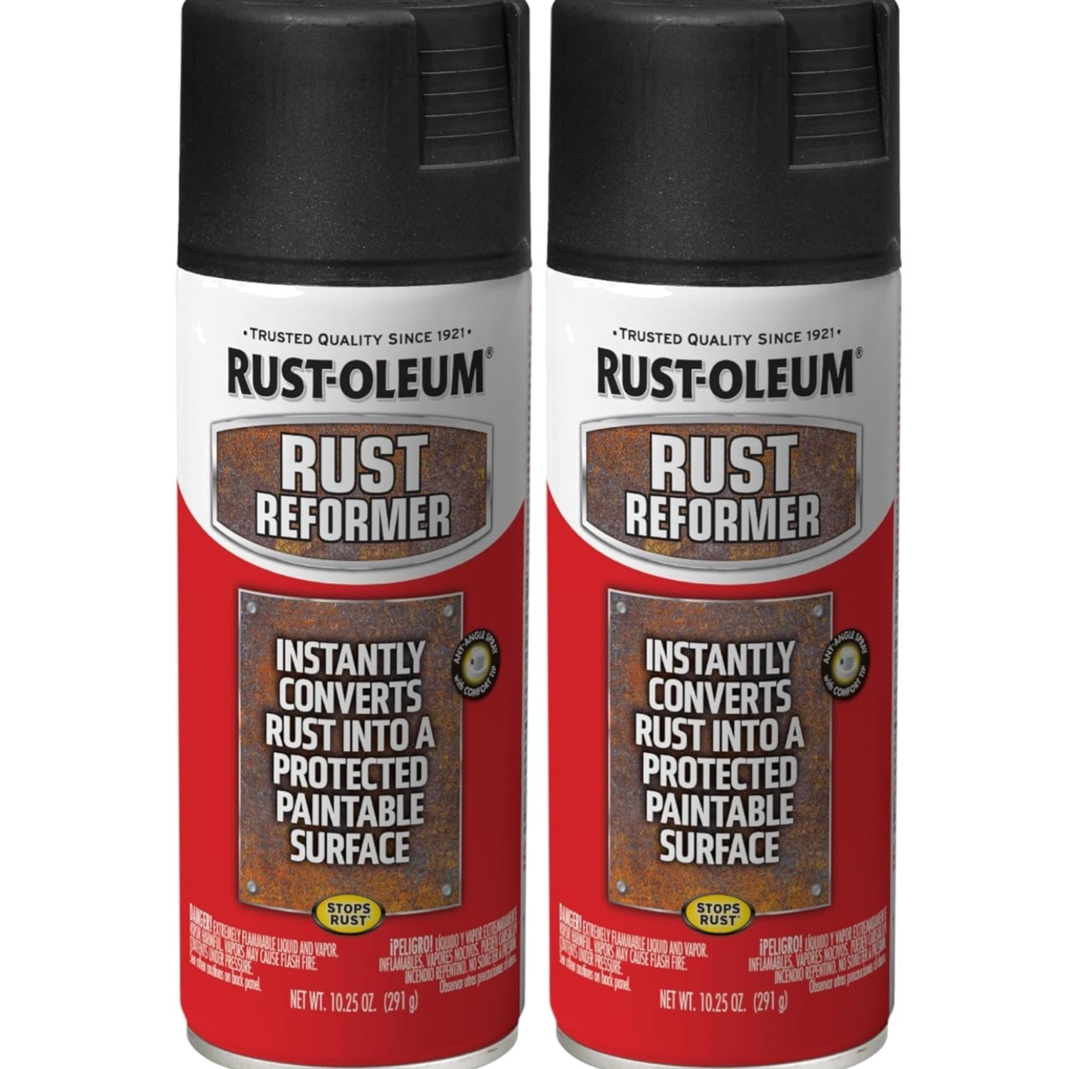 2 pack Rust-Oleum Stops Rust Converter Reformer Spray Flat Black Finish 10.25 oz