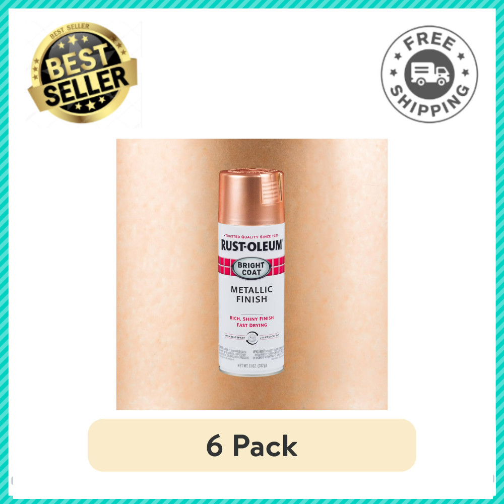 6 Pack, Rust-Oleum Stops Rust, Bright Coat, Metallic Copper, Spray Paint, 11 oz