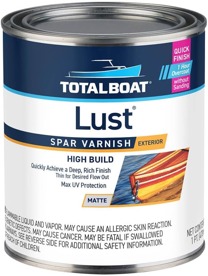 TotalBoat Lust Marine Varnish, High Gloss and Matte Finish for Wood, Boats, Outd