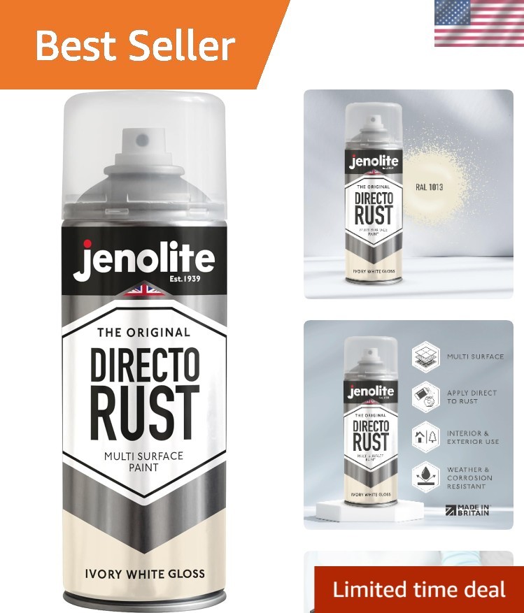 Corrosion-Resistant Directorust Spray Paint 400ml – Gloss Finish, Ivory White