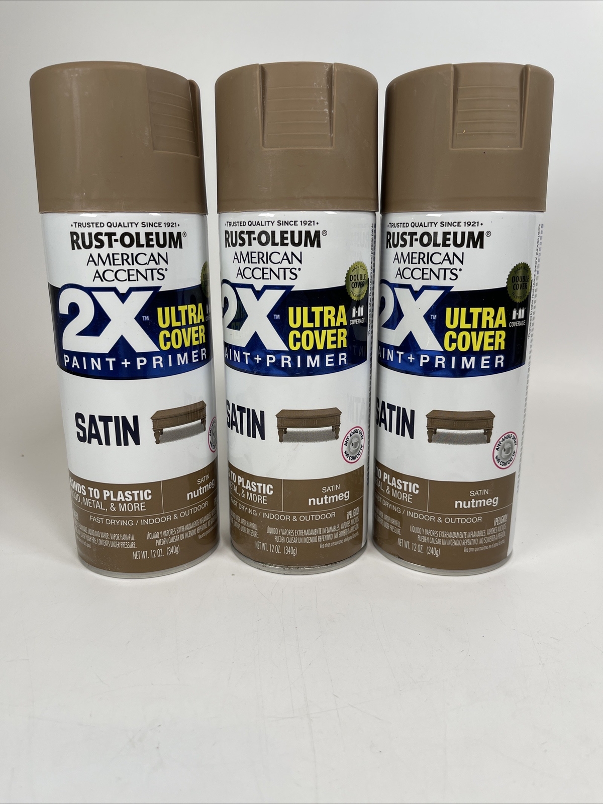 Rust-Oleum Painter’s Touch 2X Ultra Cover SATIN Spray Paint 12 oz Nutmeg Set 3