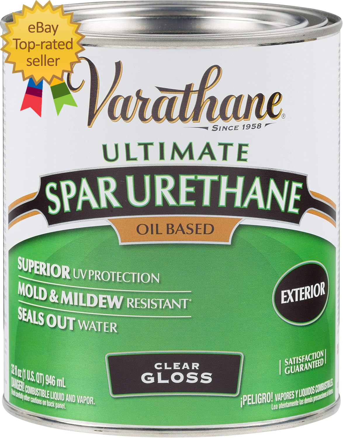 Varathane 242180H Classic Clear Oil Based Outdoor Spar 275 Voc Urethane, Quart,