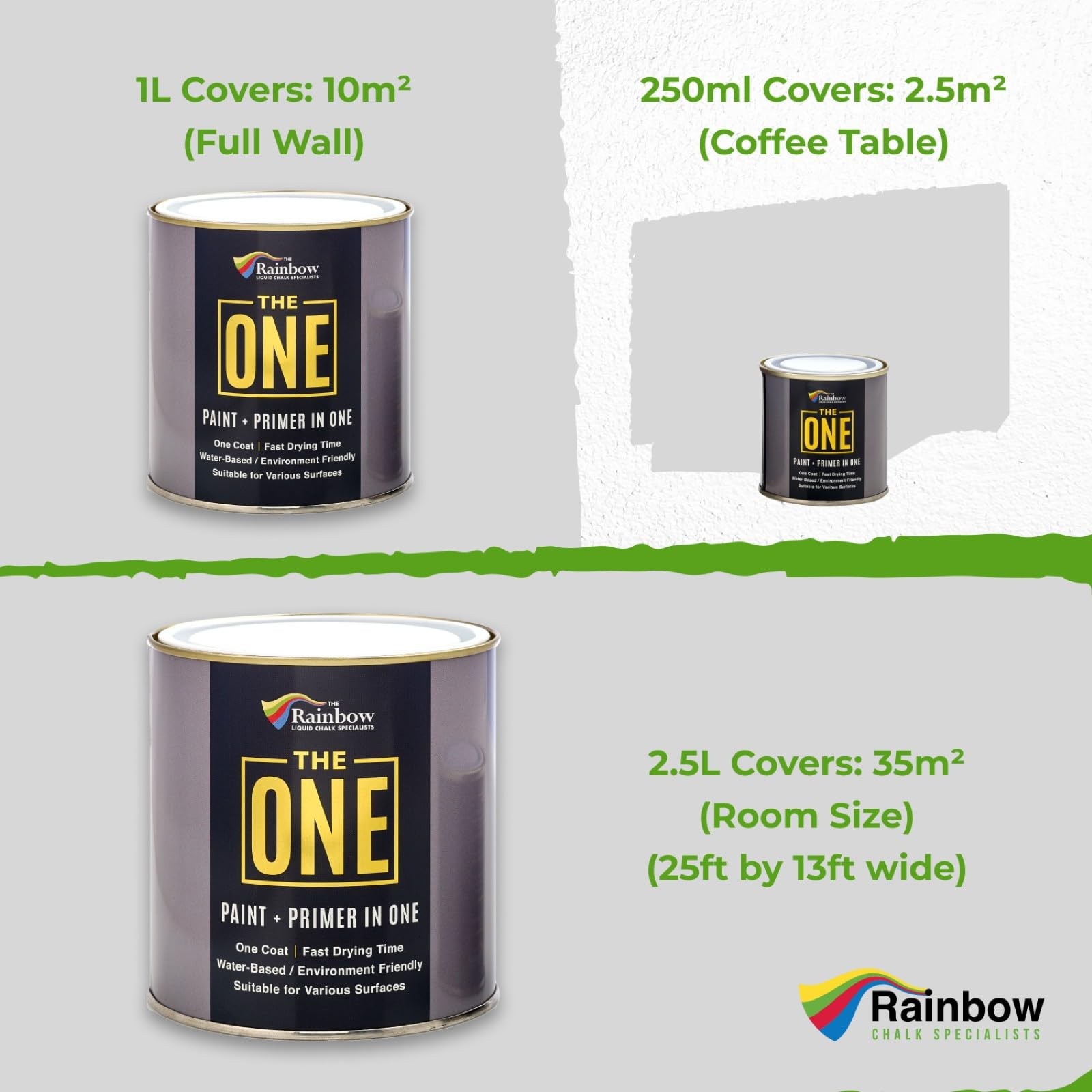 The ONE All-In-One Paint & Primer – Light Grey Satin, 33.8 Fl Oz/1 Liter | 1 Coa