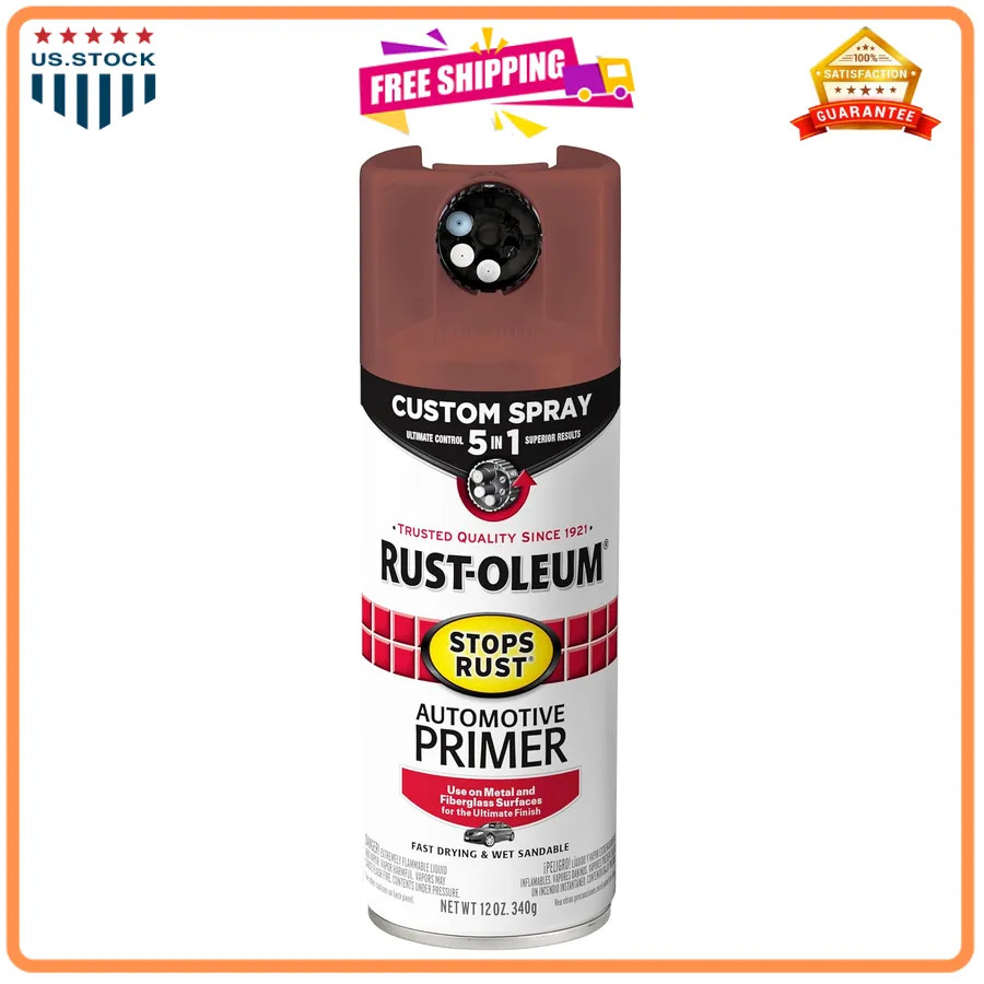 Rust-Oleum Stops Rust Automotive Primer Spray Flat Light Gray 12oz 6 Pack