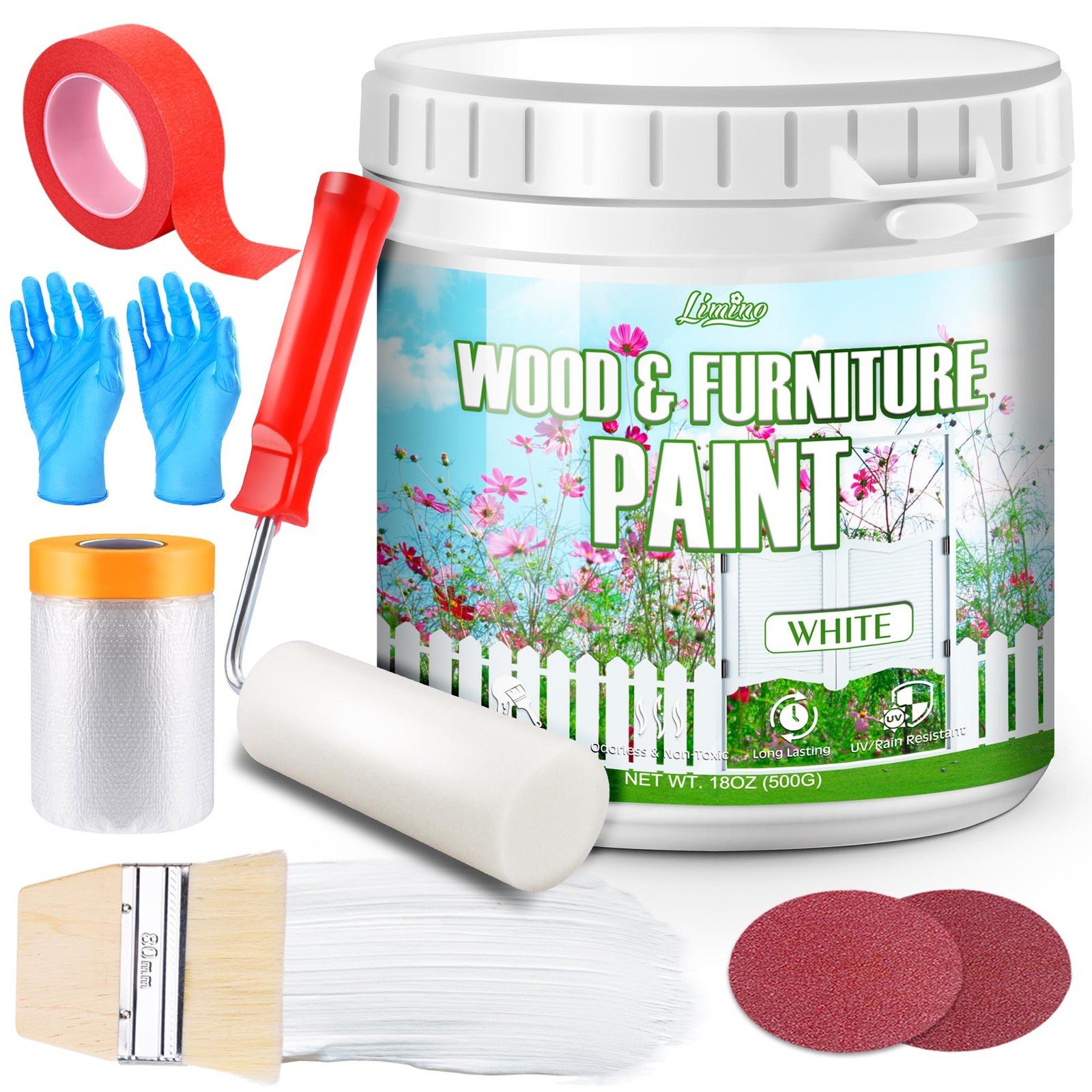 Wood Furniture Paint – 18oz White for 18 Fl Oz (Pack of 1),