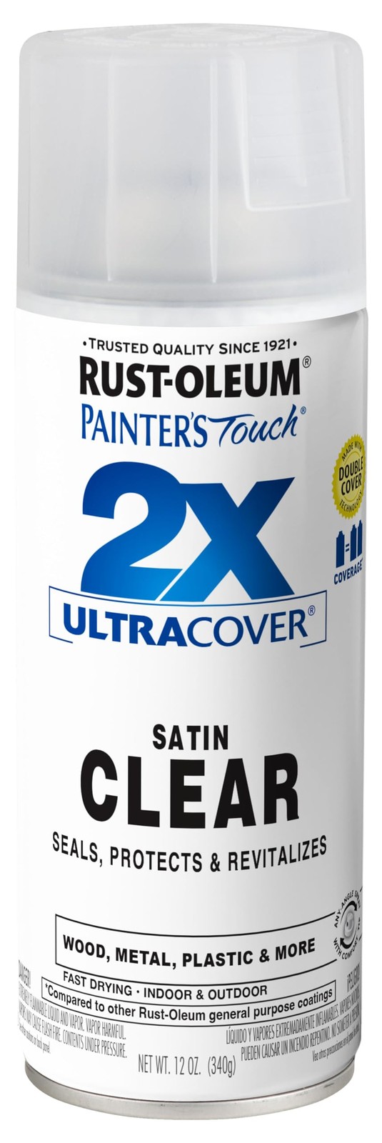Rust Oleum Painter’s Touch 2X Ultra Cover Spray Paint Clear Satin 12 Ounce
