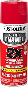 Rust-Oleum 2X Gloss Cherry Red Spray Paint 12oz, Fast Coverage