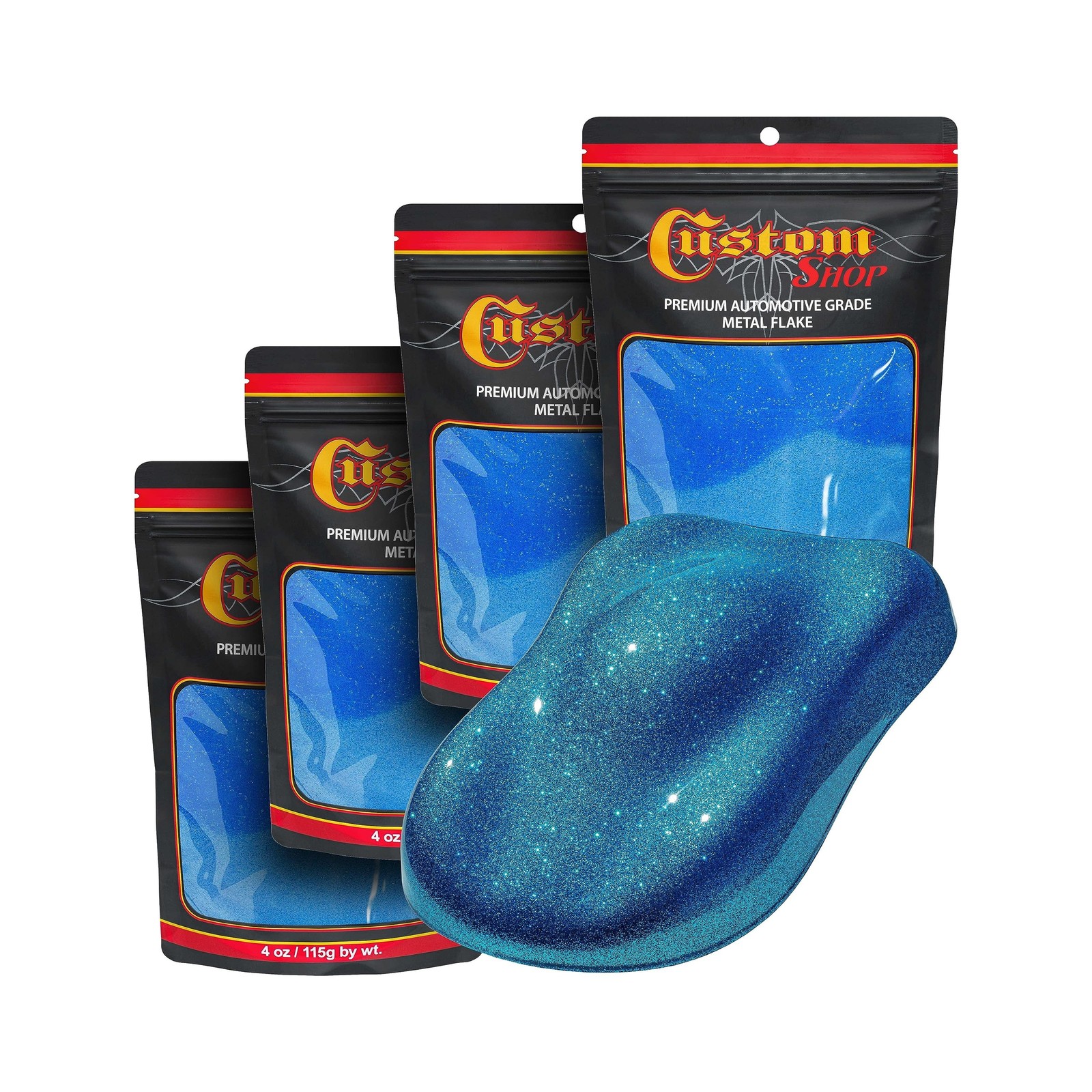 Custom Shop Metal Flake for Automotive Paint, Deep Marine Blue, 4oz (4 Pack) …