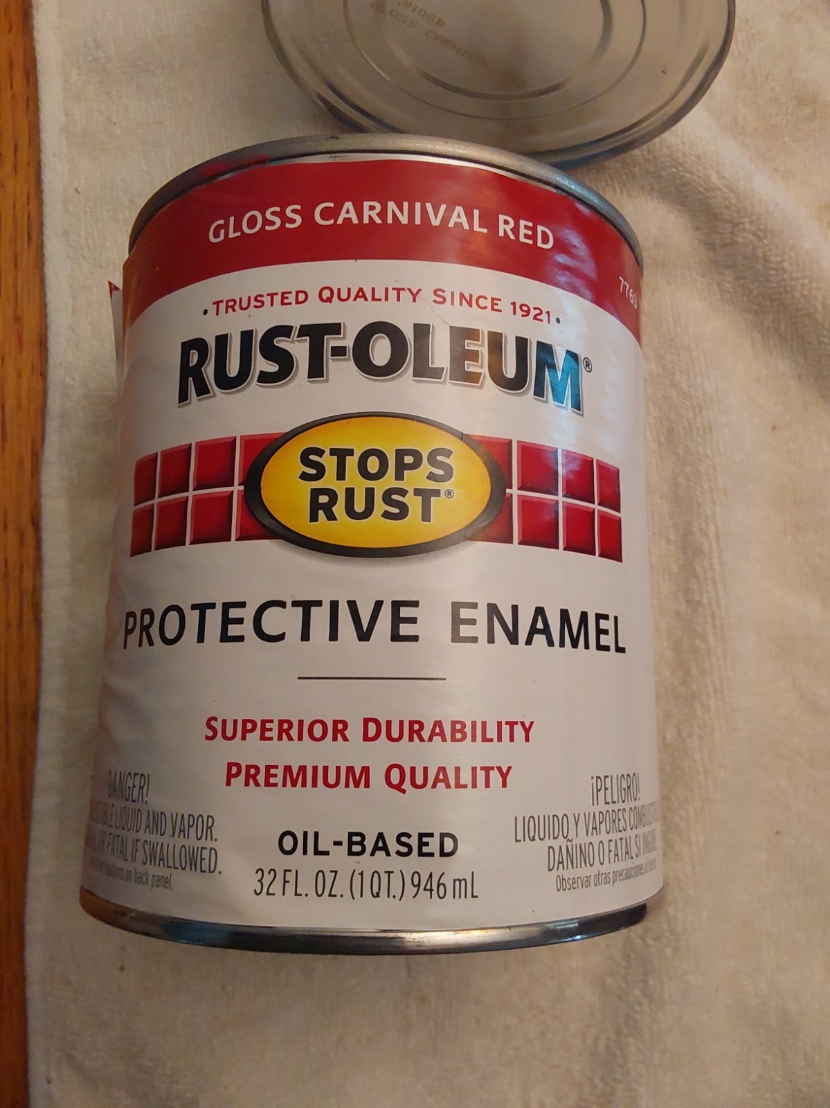 Rust Oleum Stops Rust Protective Enamel Paint Gloss Carnival Red 32 Oz. Bent Can
