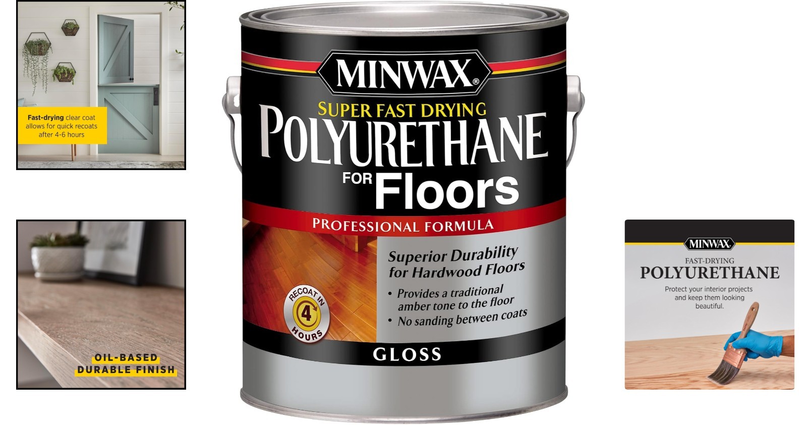 1 Gallon Super Fast Drying Clear Gloss Polyurethane for Beautiful Wood Floors