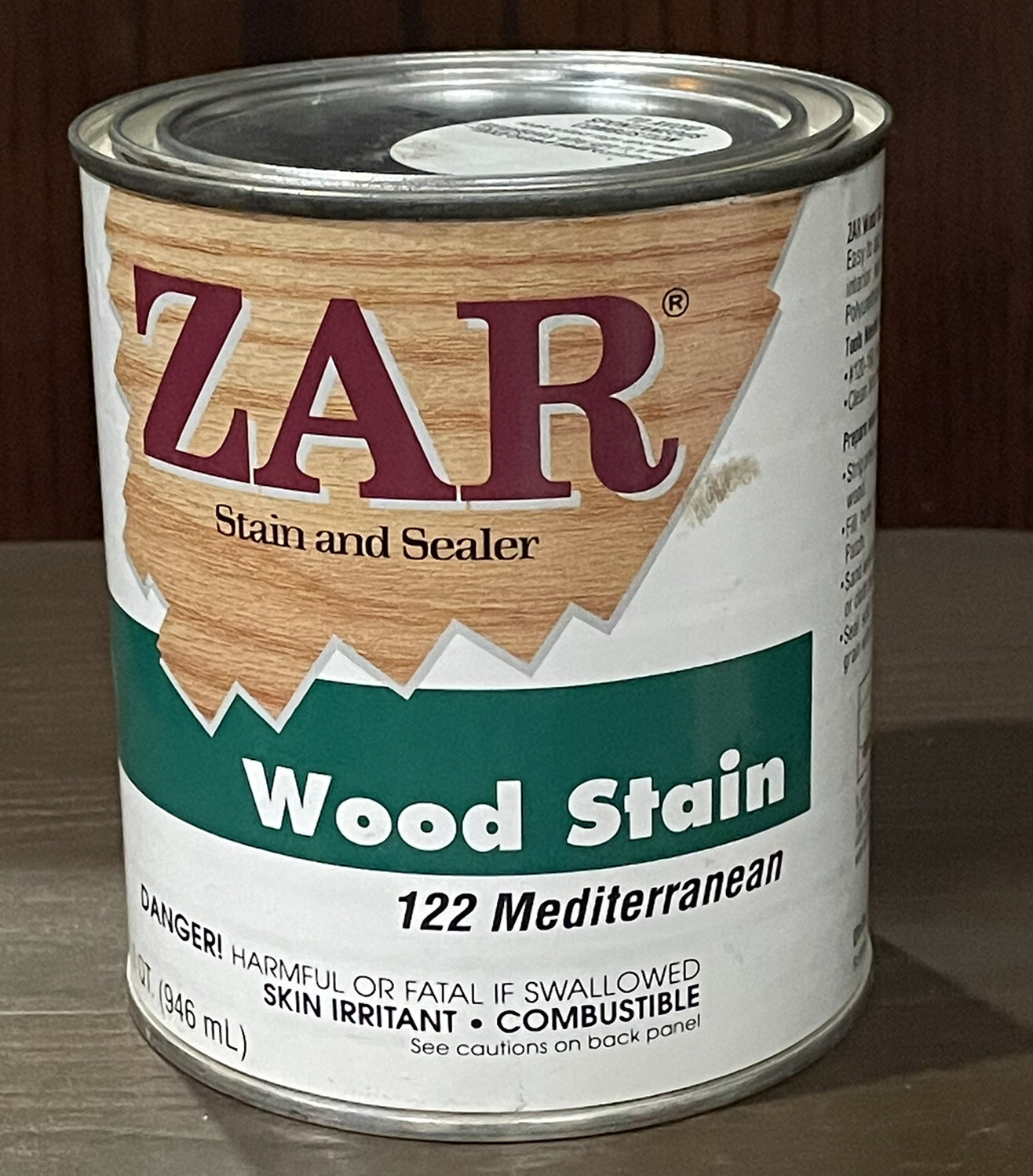 Quart Can ORIGINAL ZAR 122 Mediterranean Oil Based Wood Stain & Sealer NEW