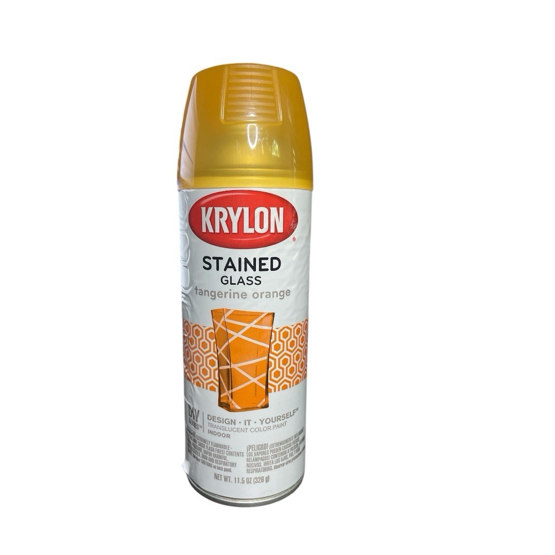 Krylon K09034000 Stained Glass Aerosol Paint 11.5oz TANGERINE Orange Translucent