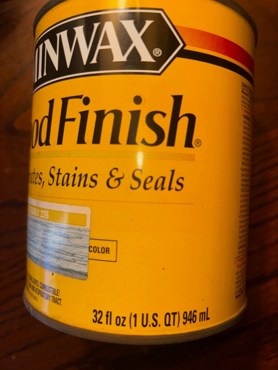 MINWAX CHERRY INTERIOR OIL BASED WOOD FINISH STAIN #235 QUART