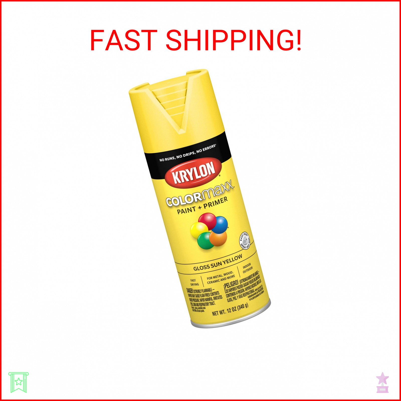 Krylon K05541007 COLORmaxx Spray Paint and Primer for Indoor/Outdoor Use, Gloss