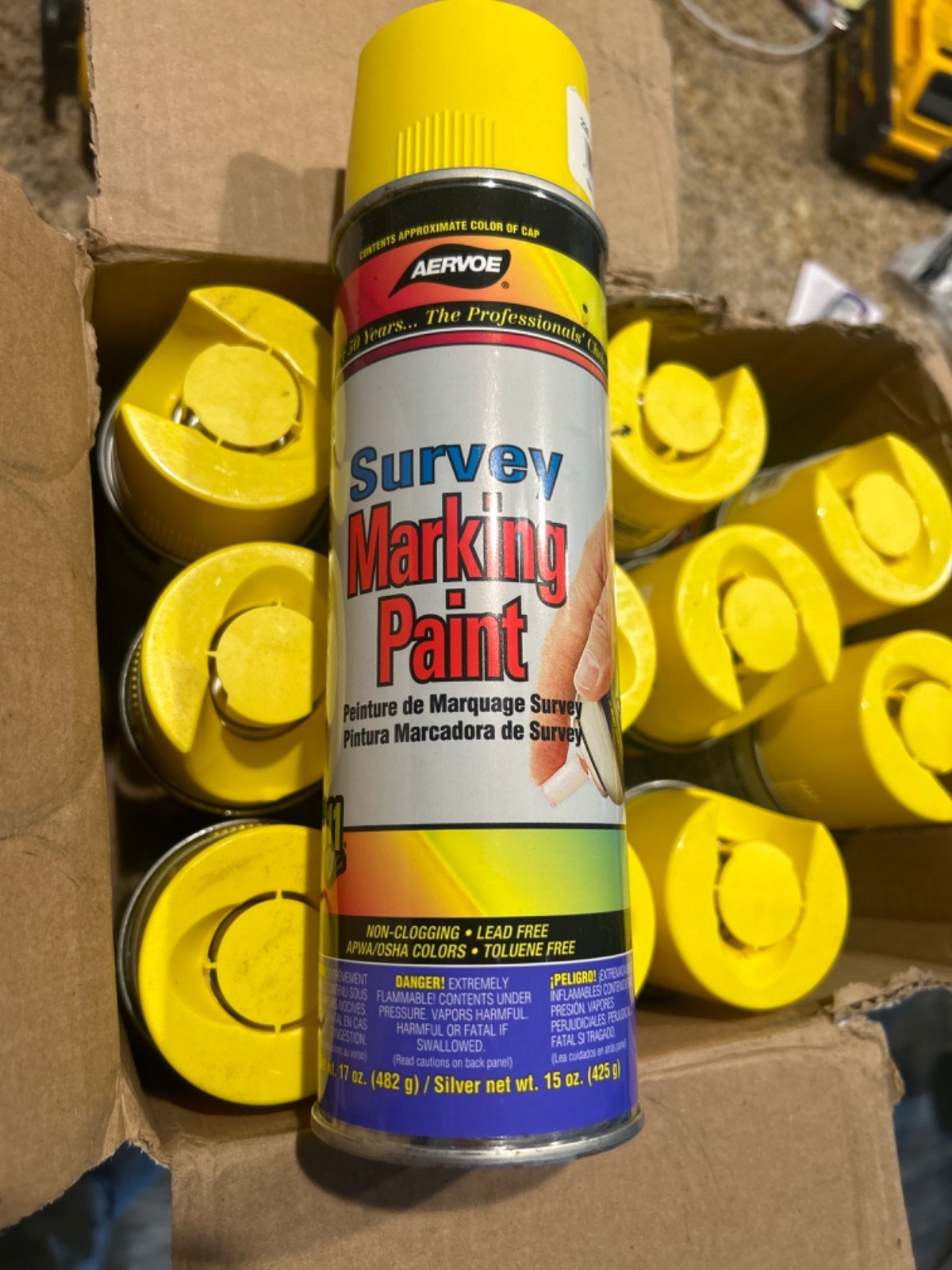 Aervoe 226 Fluorescent Survey Marking Paint, 20 oz. Aerosol (Yellow)