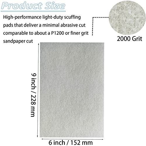 10 Pack 6″ x 9″ Superfine General Purpose Scuff Pads for White -2000 Grit