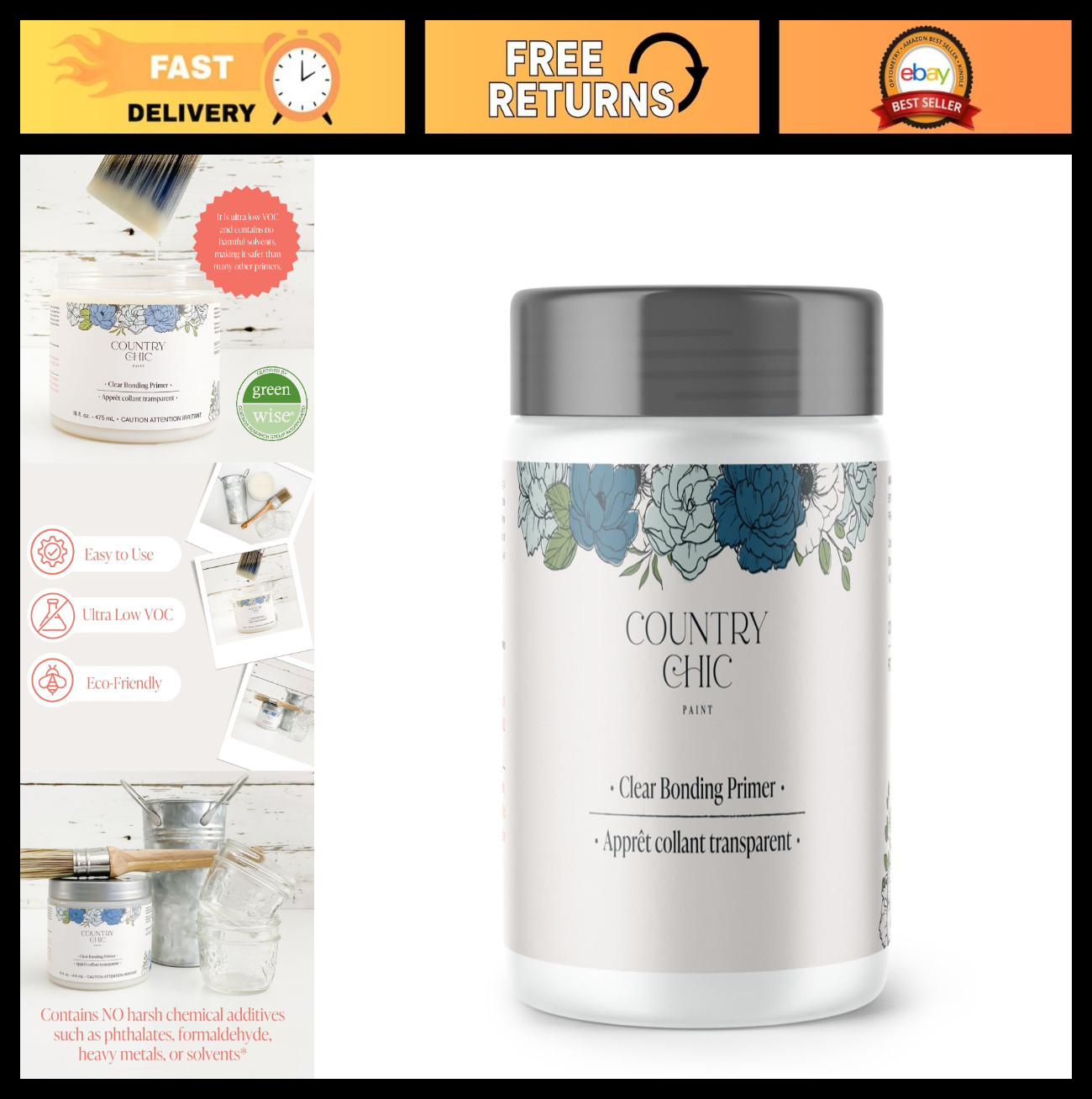 Clear Bonding Primer for Furniture Paint – Surface Prep for Laminate, Glass, Met