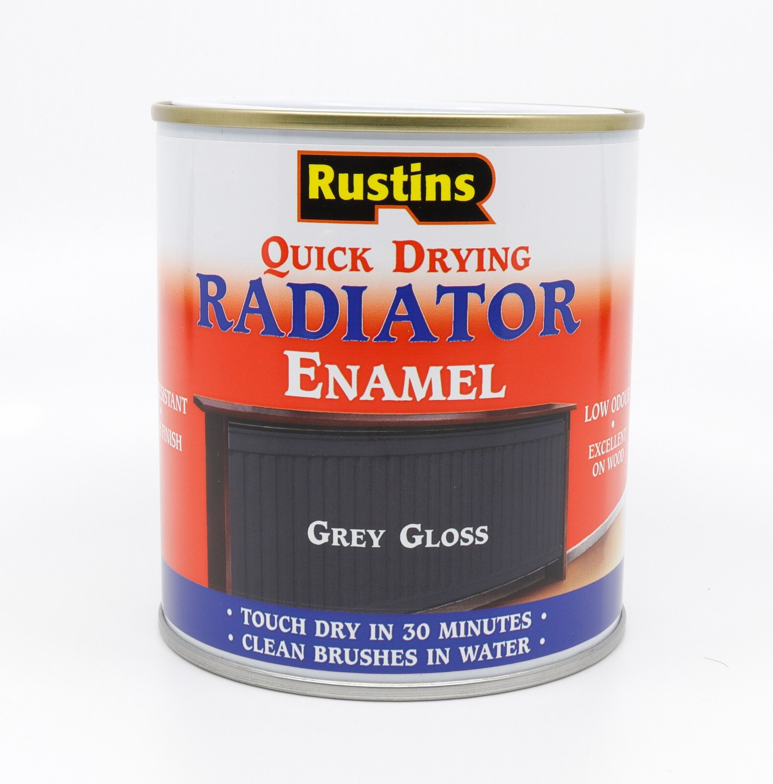 Rustins Quick Dry Radiator Paint White/Black/Grey Gloss/Satin/Matt 250/500ml/1L