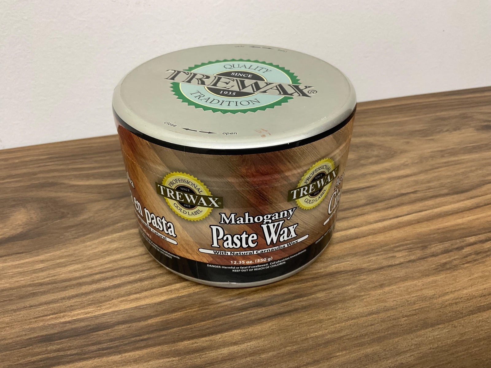 New Trewax Paste Wax MAHOGANY Natural Carnauba Wax Wood Floor 12.35 oz